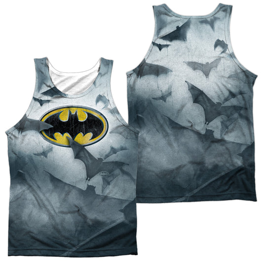Batman - Bats Logo - Adult 100% Poly Tank Top - White