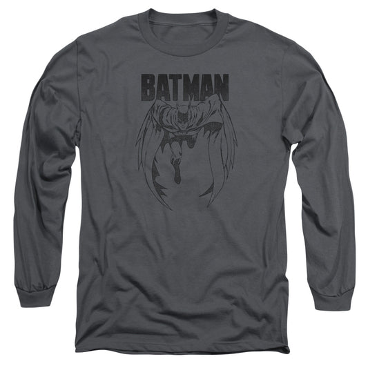 Batman - Grey Noise - Long Sleeve Adult 18/1 - Charcoal T-shirt