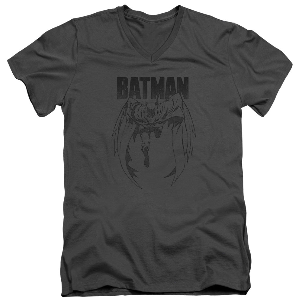 Batman - Grey Noise - Short Sleeve Adult V-neck 30/1 - Charcoal T-shirt