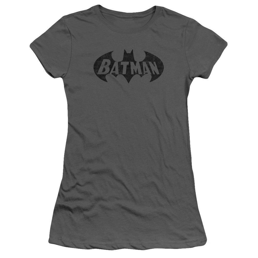 Batman - Crackle Bat - Short Sleeve Junior Sheer - Charcoal T-shirt