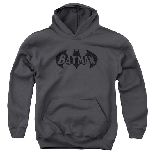 Batman - Crackle Bat - Youth Pull-over Hoodie - Charcoal
