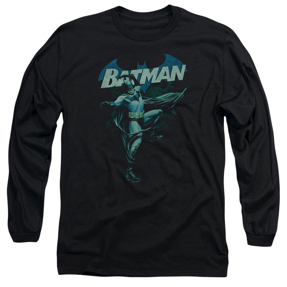 Batman - Blue Bat - Long Sleeve Adult 18/1 - Black T-shirt