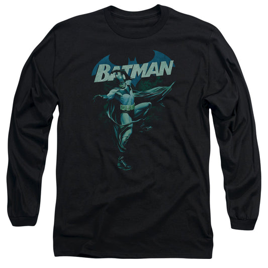 Batman - Blue Bat - Long Sleeve Adult 18/1 - Black T-shirt