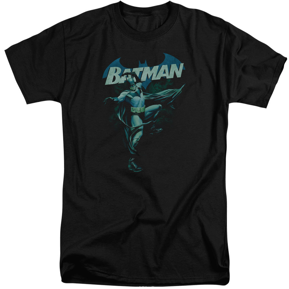 Batman - Blue Bat - Short Sleeve Adult Tall - Black T-shirt