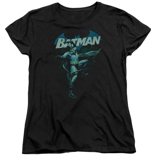 Batman - Blue Bat - Short Sleeve Womens Tee - Black T-shirt