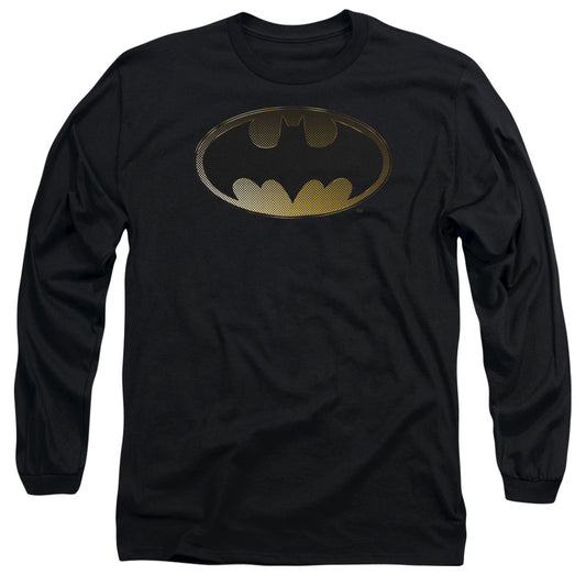 Batman - Halftone Bat - Long Sleeve Adult 18/1 - Black T-shirt