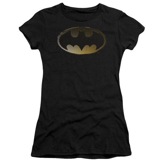 Batman - Halftone Bat - Short Sleeve Junior Sheer - Black T-shirt