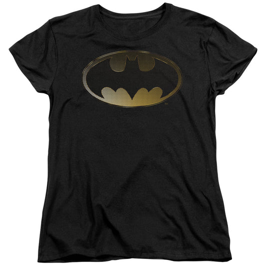 Batman - Halftone Bat - Short Sleeve Womens Tee - Black T-shirt