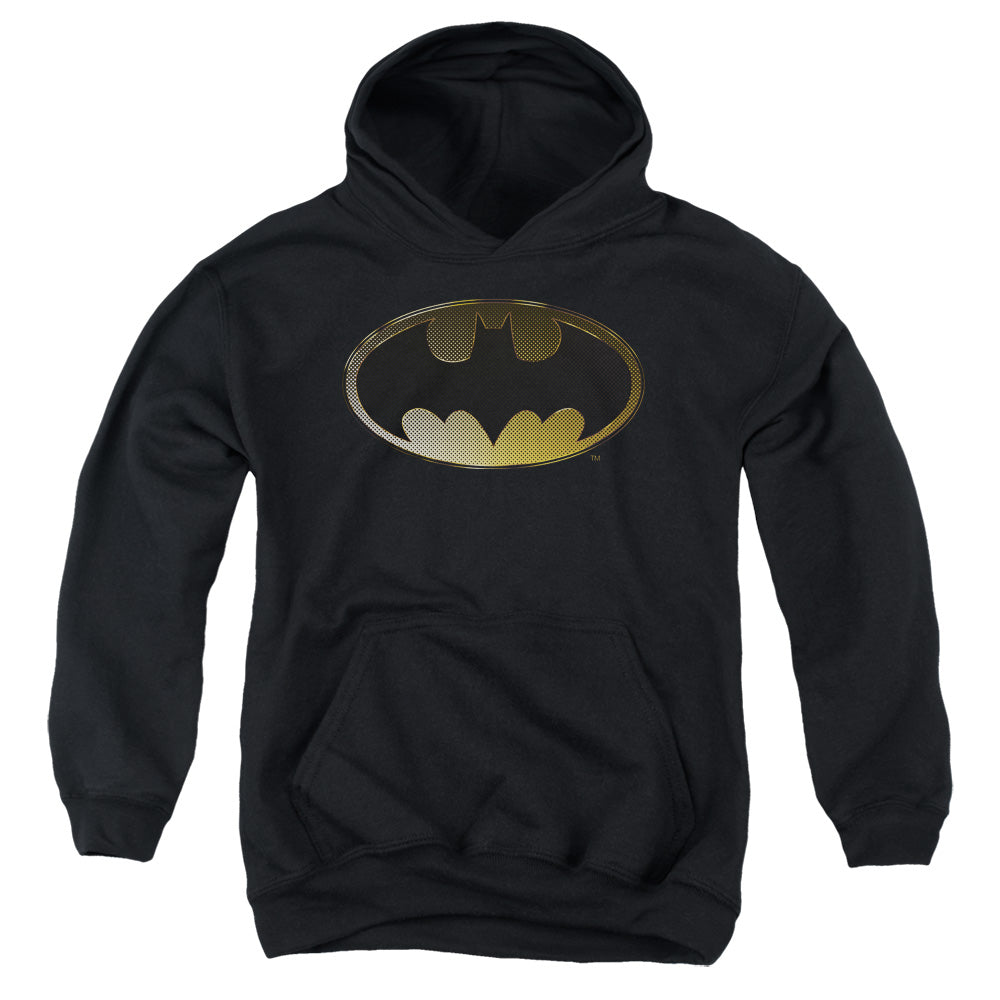 Batman - Halftone Bat - Youth Pull-over Hoodie - Black