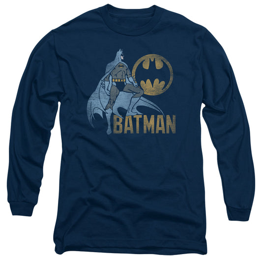 Batman - Knight Watch - Long Sleeve Adult 18/1 - Navy T-shirt