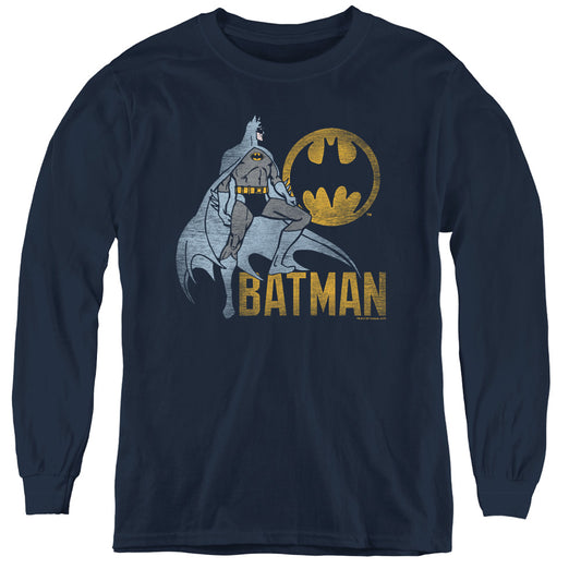 Batman - Knight Watch - Youth Long Sleeve Tee - Navy