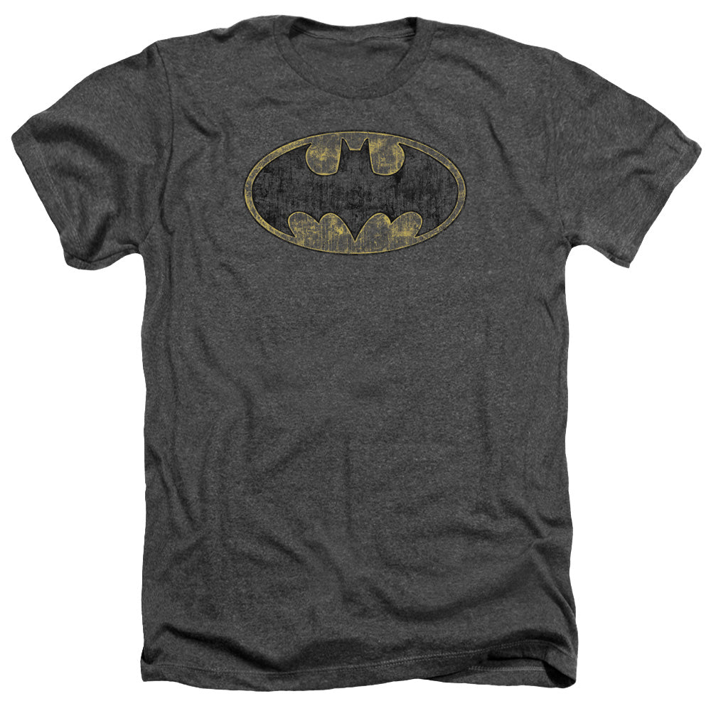 Batman - Tattered Logo - Adult Heather - Charcoal