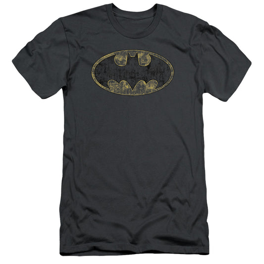 Batman - Tattered Logo - Short Sleeve Adult 30/1 - Charcoal T-shirt