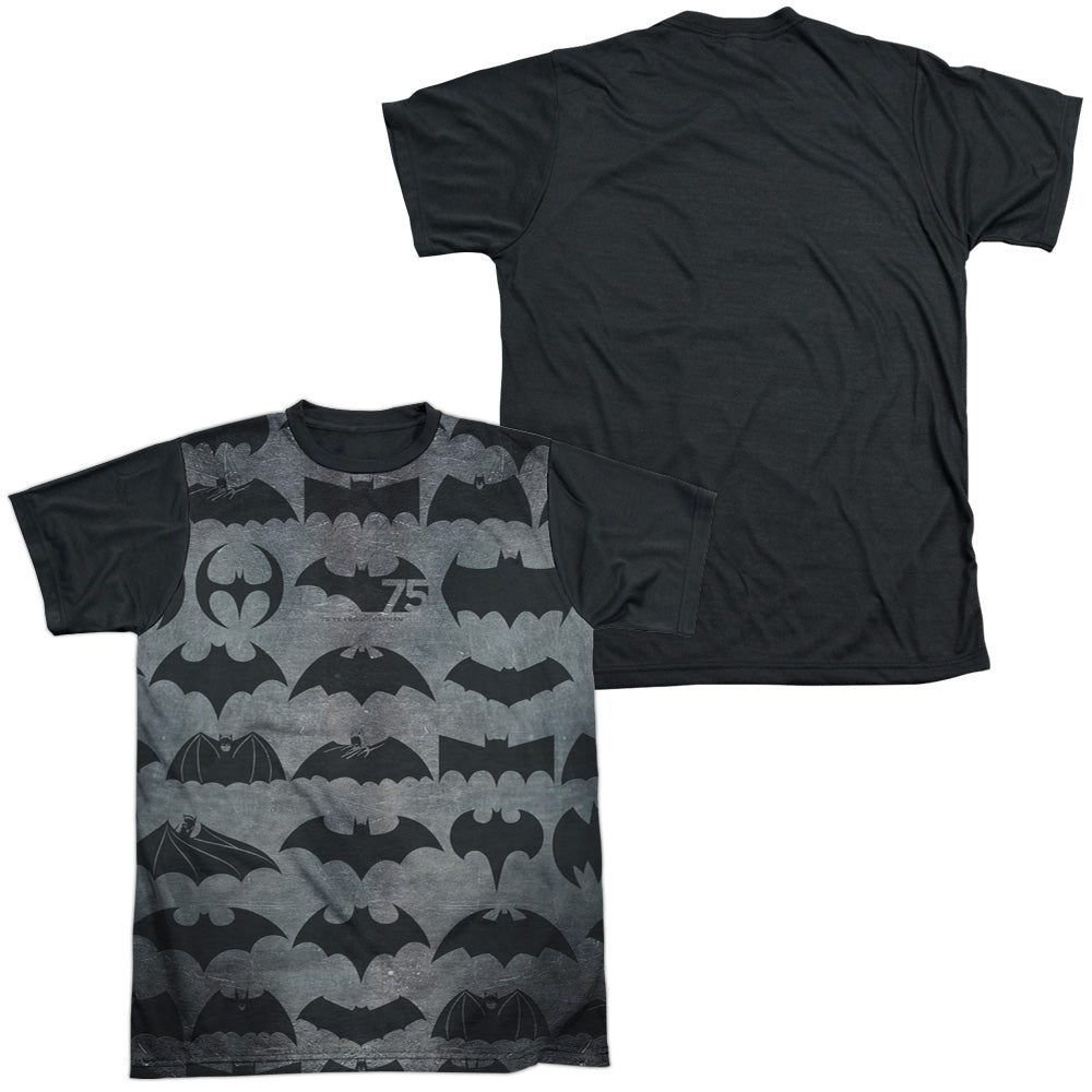 Batman - 75 Symbols - Short Sleeve Adult White Front Black Back   - White T-shirt