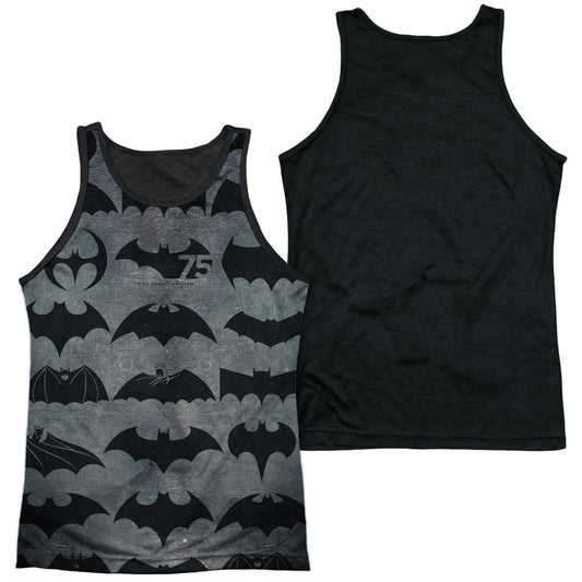 Batman - 75 Symbols - Adult Poly Tank Top Black Back - White