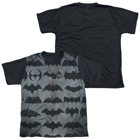 Batman - 75 Symbols - Short Sleeve Youth White Front Black Back   - White T-shirt