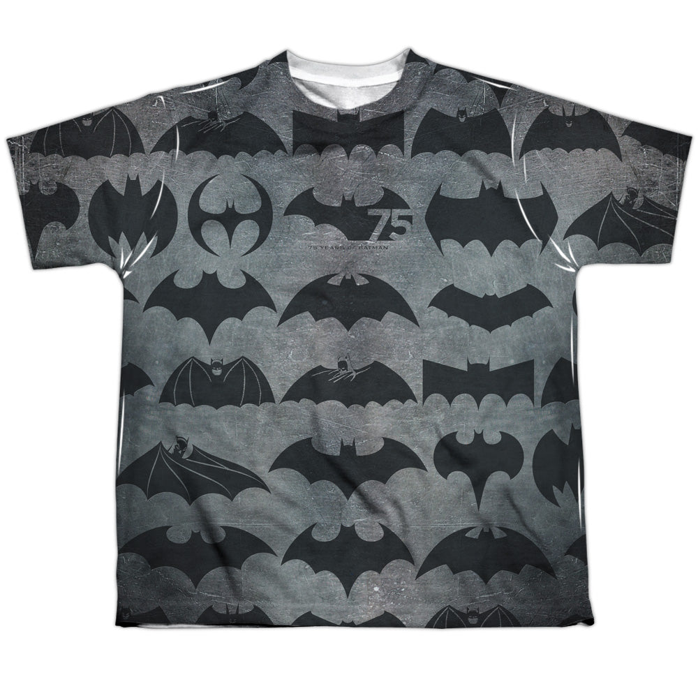 Batman - 75 Symbols - Short Sleeve Youth Poly Crew - White T-shirt
