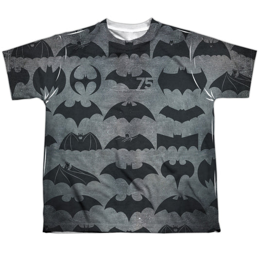 Batman - 75 Symbols - Short Sleeve Youth Poly Crew - White T-shirt