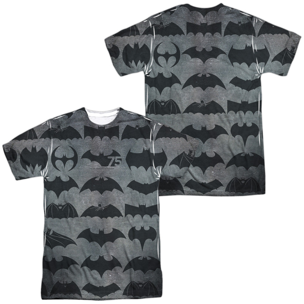 Batman - 75 Symbols (Front/back Print) - Short Sleeve Adult Poly Crew - White T-shirt