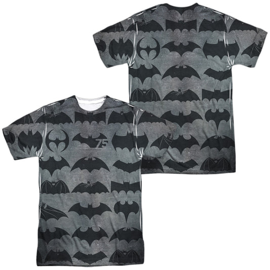 Batman - 75 Symbols (Front/back Print) - Short Sleeve Adult Poly Crew - White T-shirt