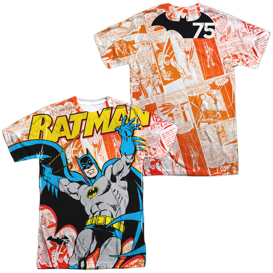 Batman - 75 Panels (Front/back Print) - Short Sleeve Adult Poly Crew - White T-shirt