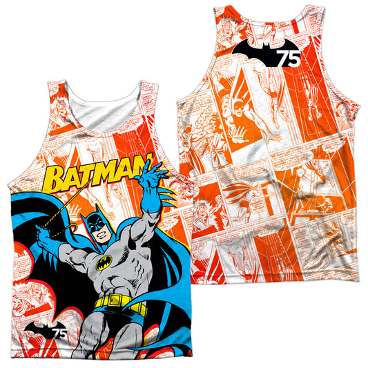 Batman - 75 Panels (Front/back Print) - Adult 100% Poly Tank Top - White