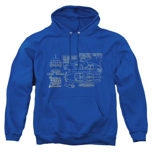 Batman - Batmobile - Adult Pull-over Hoodie - Royal Blue