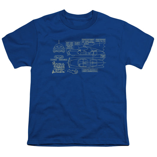 Batman - Batmobile - Short Sleeve Youth 18/1 - Royal Blue T-shirt
