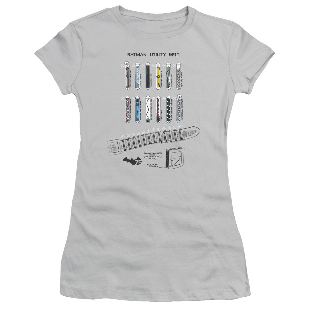 Batman - Utility Belt - Short Sleeve Junior Sheer - Silver T-shirt