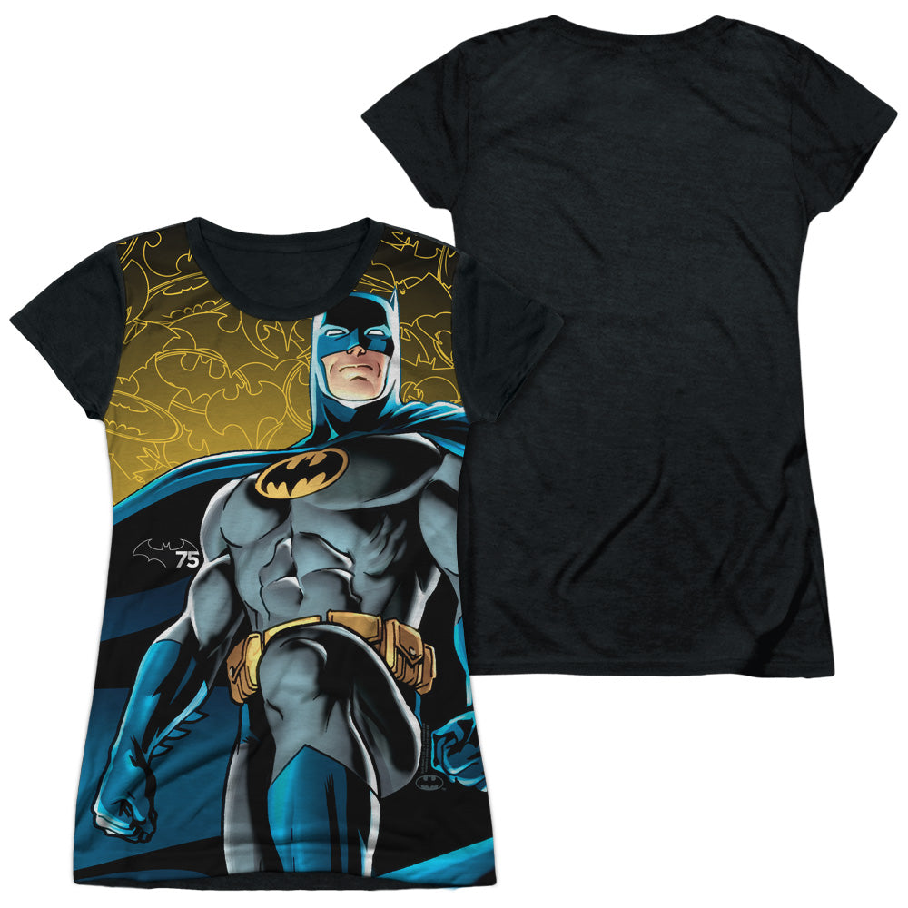 Batman - 75 Glow - Short Sleeve Junior Poly Black Back - White T-shirt