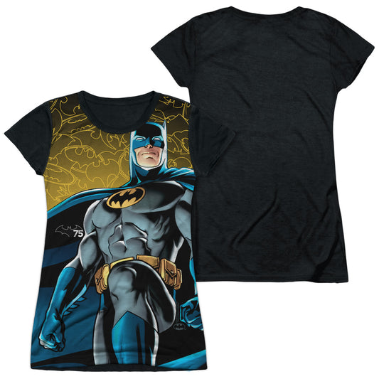 Batman - 75 Glow - Short Sleeve Junior Poly Black Back - White T-shirt