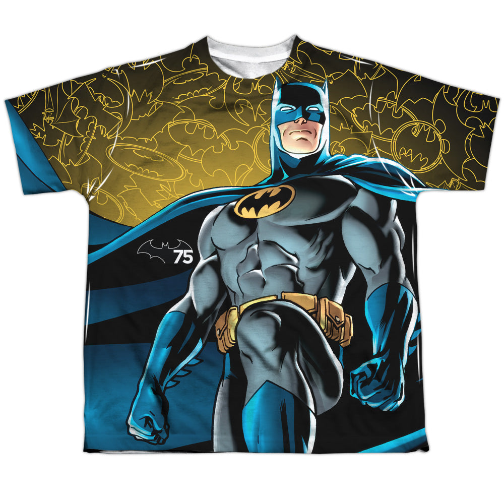 Batman - 75 Glow - Short Sleeve Youth Poly Crew - White T-shirt