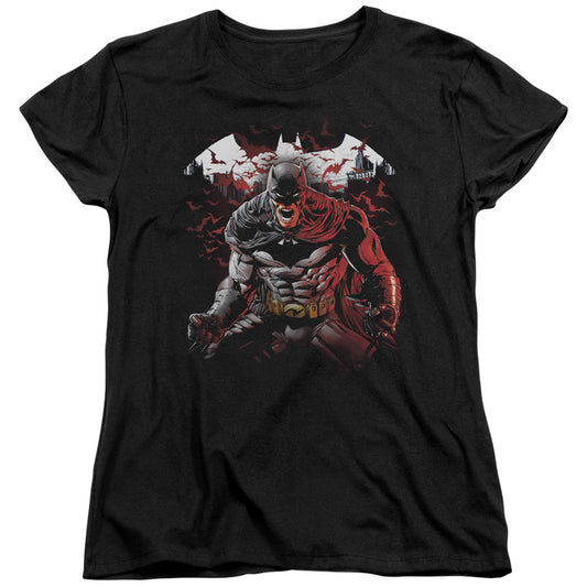 Batman - Raging Bat - Short Sleeve Womens Tee - Black T-shirt