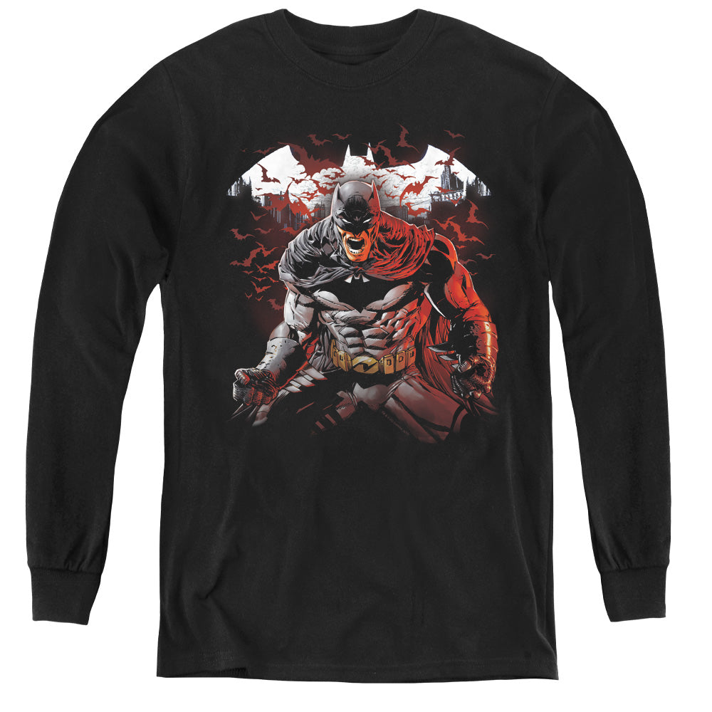 Batman - Raging Bat - Youth Long Sleeve Tee - Black