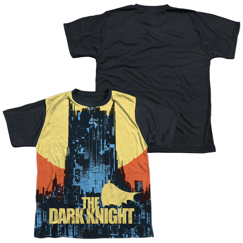 Batman - Bat Building - Short Sleeve Youth White Front Black Back   - White T-shirt