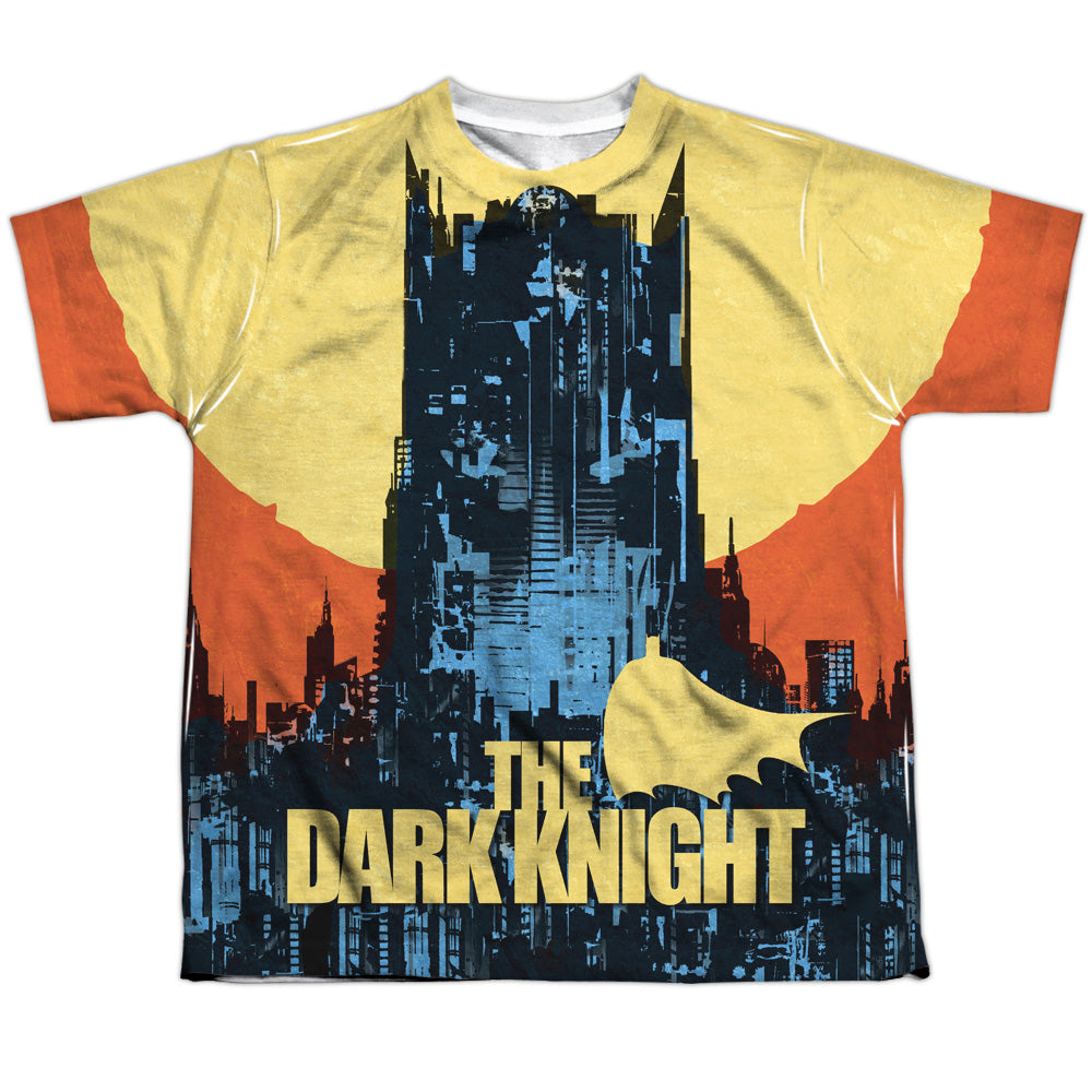 Batman - Bat Building - Short Sleeve Youth Poly Crew - White T-shirt