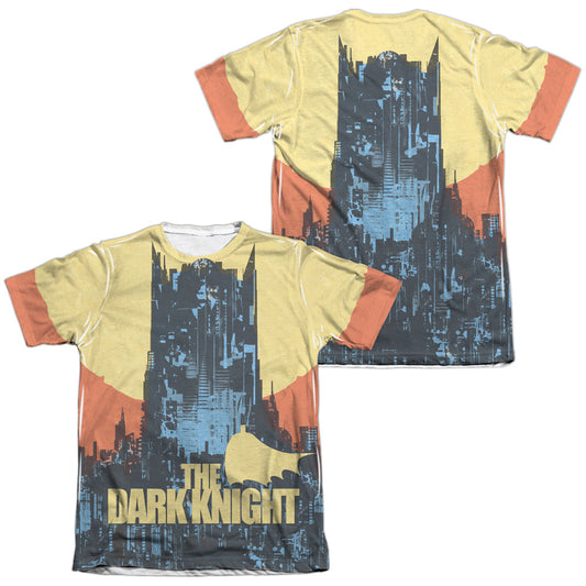 Batman - Bat Building (Front/back Print) - Adult Poly/cotton Short Sleeve Tee - White T-shirt