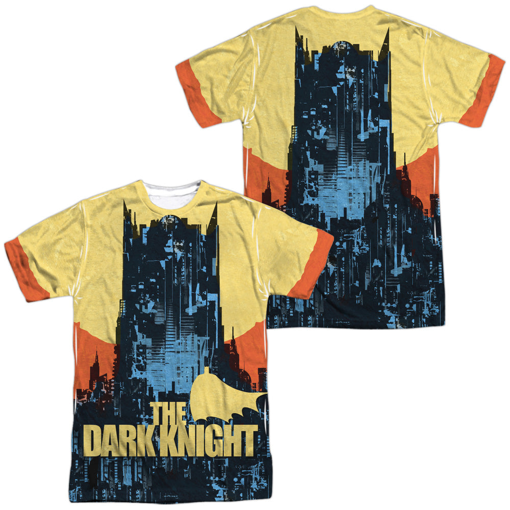 Batman - Bat Building (Front/back Print) - Short Sleeve Adult Poly Crew - White T-shirt