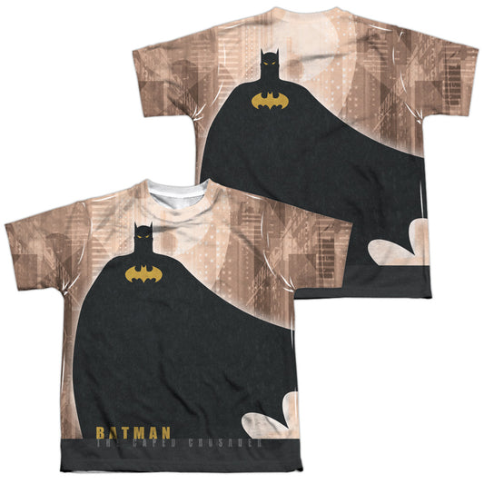 Batman - City Crusader (Front/back Print) - Short Sleeve Youth Poly Crew - White T-shirt