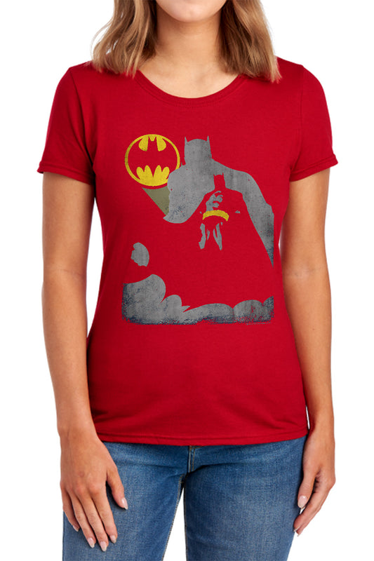 Batman - Bat Knockout - Short Sleeve Womens Tee - Navy T-shirt