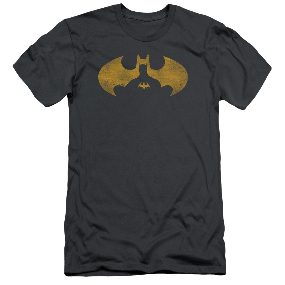 Batman - Bat Symbol Knockout - Short Sleeve Adult 30/1 - Charcoal T-shirt