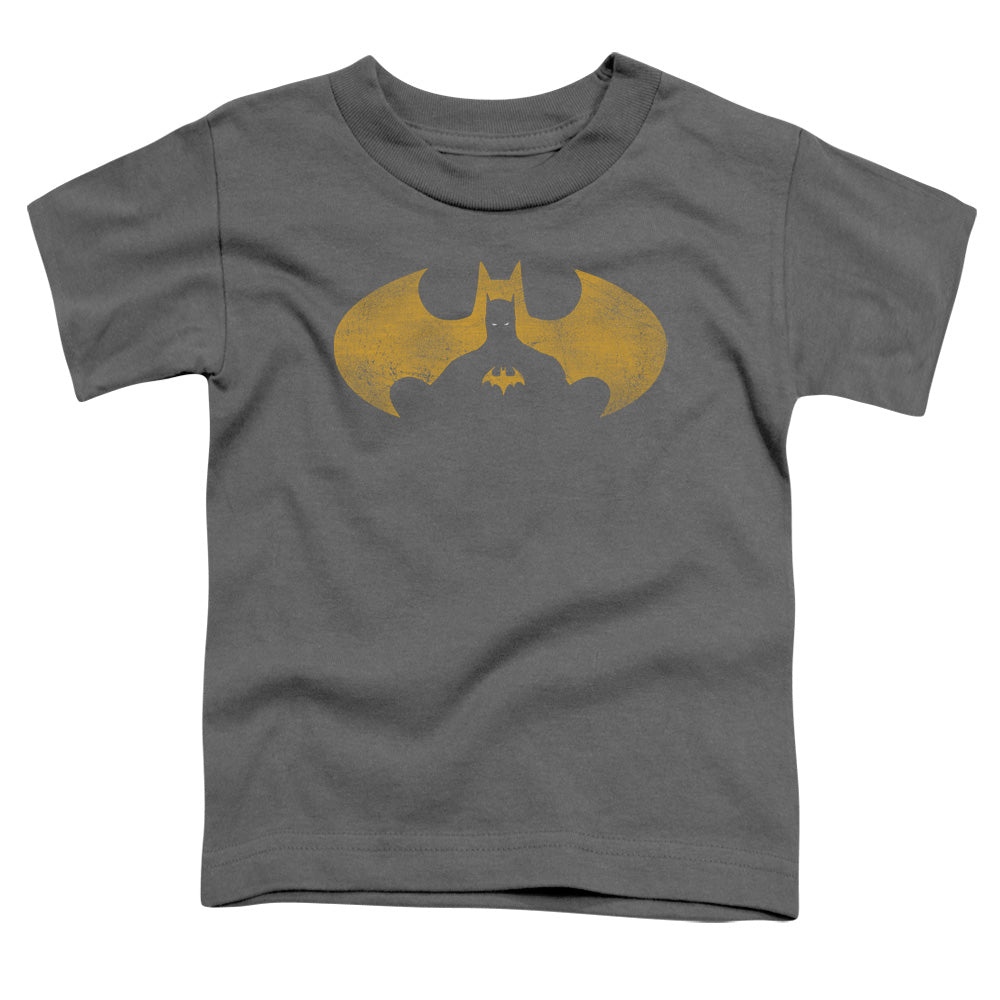 Batman - Bat Symbol Knockout - Short Sleeve Toddler Tee - Charcoal T-shirt