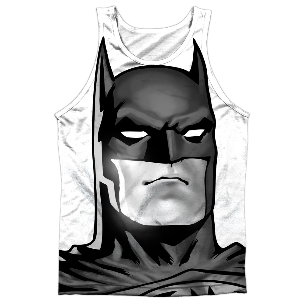 Batman - Bw Bat Head - Adult 100% Poly Tank Top - White