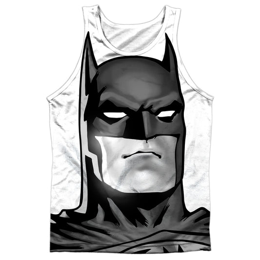 Batman - Bw Bat Head - Adult 100% Poly Tank Top - White