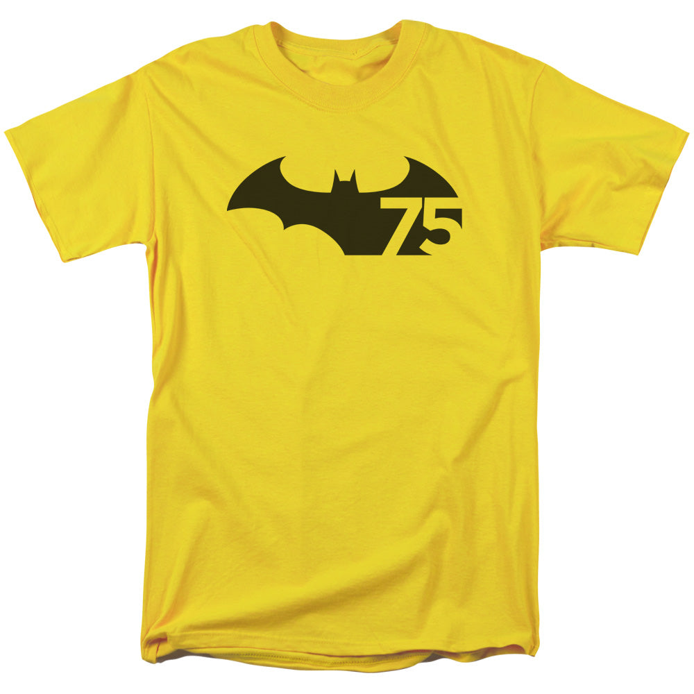 Batman - 75 Logo - Short Sleeve Adult 18/1 - Yellow T-shirt