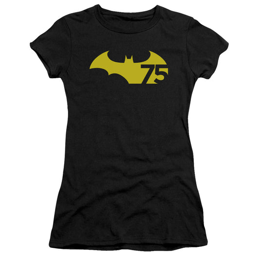 Batman - 75 Logo 2 - Short Sleeve Junior Sheer - Black T-shirt
