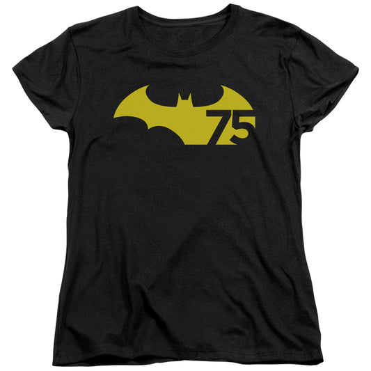 Batman - 75 Logo 2 - Short Sleeve Womens Tee - Black T-shirt
