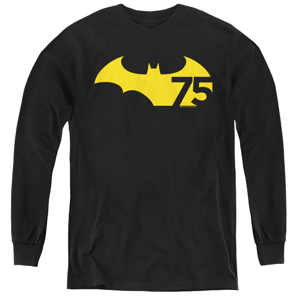 Batman - 75 Logo 2 - Youth Long Sleeve Tee - Black