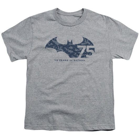 Batman - 75 Year Collage - Short Sleeve Youth 18/1 - Athletic Heather T-shirt