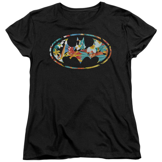 Batman - Hawaiian Bat - Short Sleeve Womens Tee - Black T-shirt